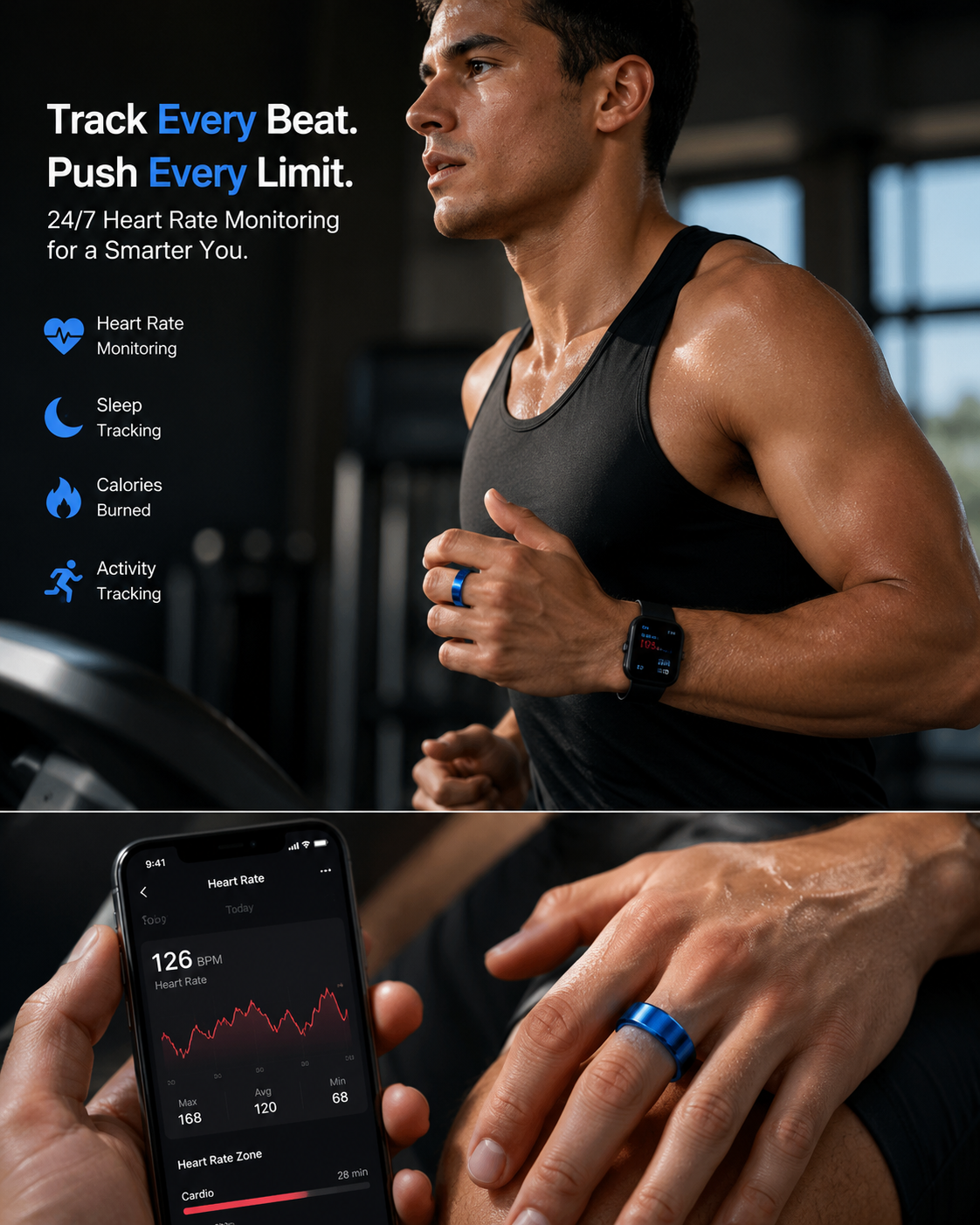 Heart Rate and Oxygen Monitoring  Smart Rings For Android IOS