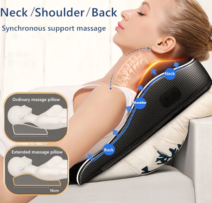 Electric Heated & Massaging Pillow for Muscle Relief