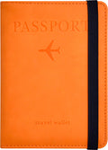 Passport Holder Passport Cover with Credit Card Slot and Boarding Pass Slot Combo Passport Wallet Case Book Travel Must Have RFID Blocking Leather Travel Accessories Orange